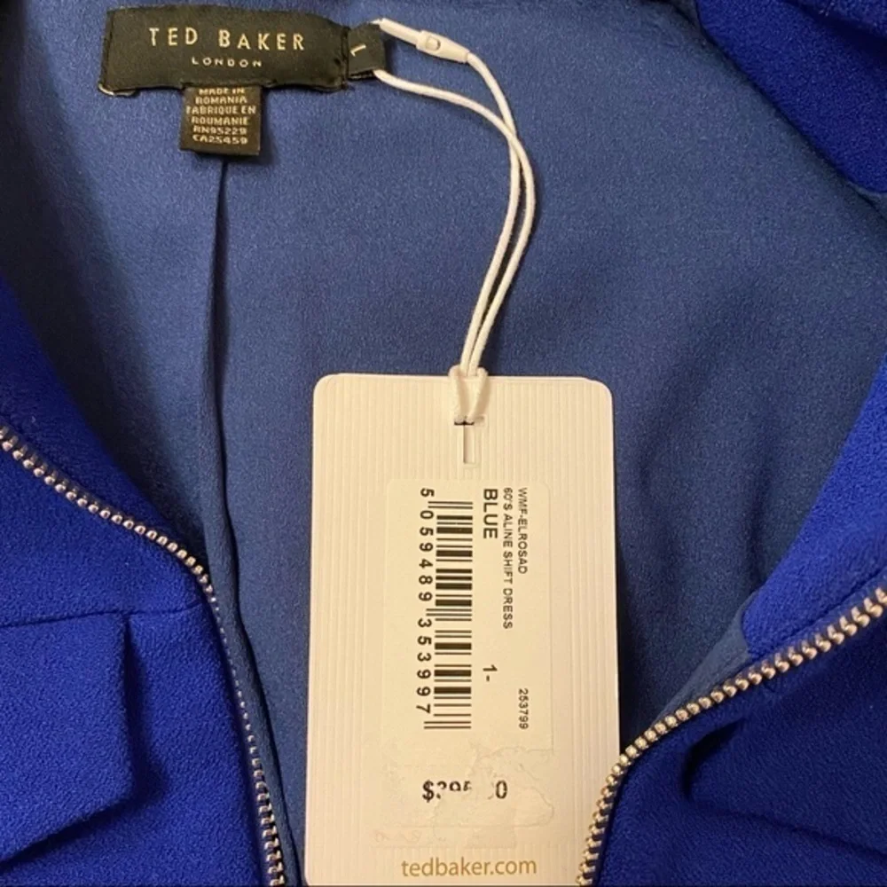 TED BAKER LONDON 60s A-Line Shift Minidress in Blue Size US 0-2 / Ted Size 1 - Picture 9 of 11